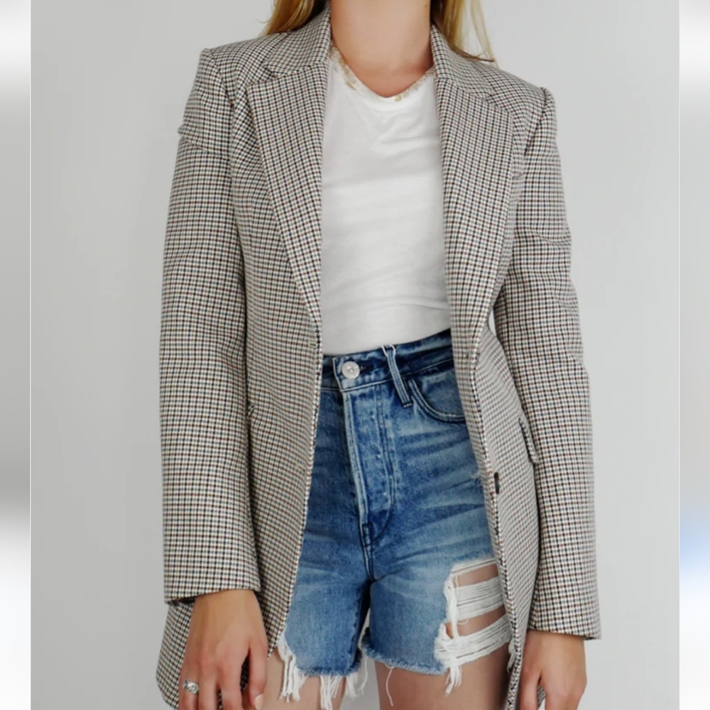 Theory Black and White Checkered Blazer